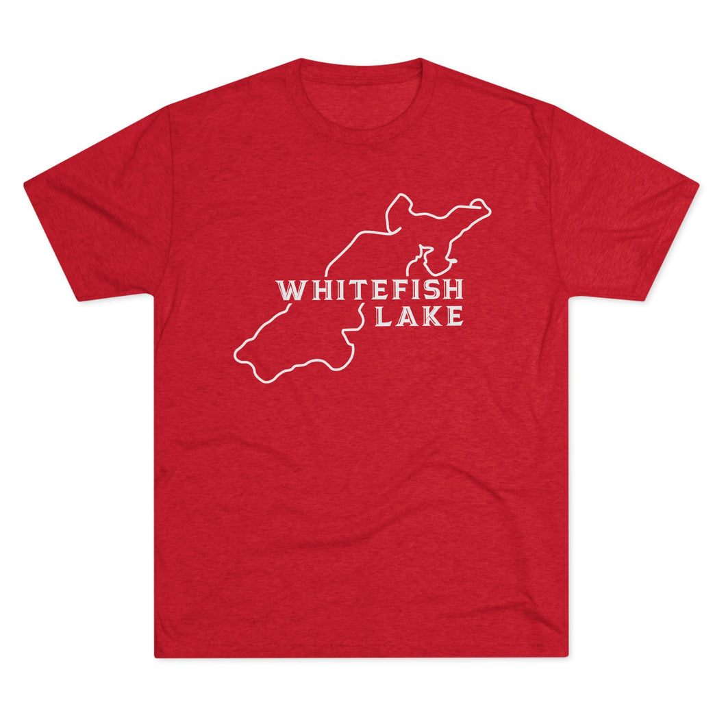 Whitefish Lake Outline Tri-Blend Crew Tee