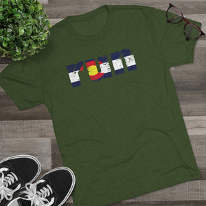 Men's Run Colorado Flag Tri-Blend Crew Tee