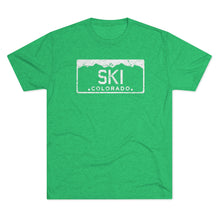 Load image into Gallery viewer, Ski Colorado License PlateTri-Blend Crew Tee