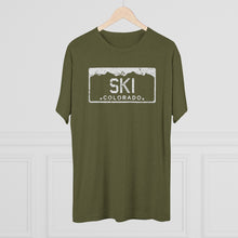 Load image into Gallery viewer, Ski Colorado License PlateTri-Blend Crew Tee