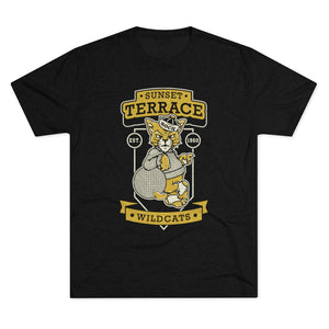 Sunset Terrace Kickball Cat Tri-Blend Crew Tee